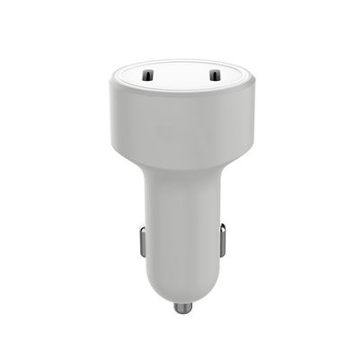 White TYPE C 2 36W PD3.0 9V2A Dual Port Car Charger